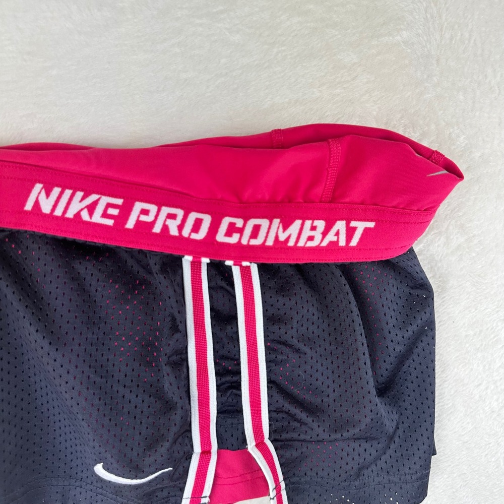 Nike 2-in-1 Shorts Womens Pro Combat Regular S Black Pink Athletic Mesh - Picture 4 of 8